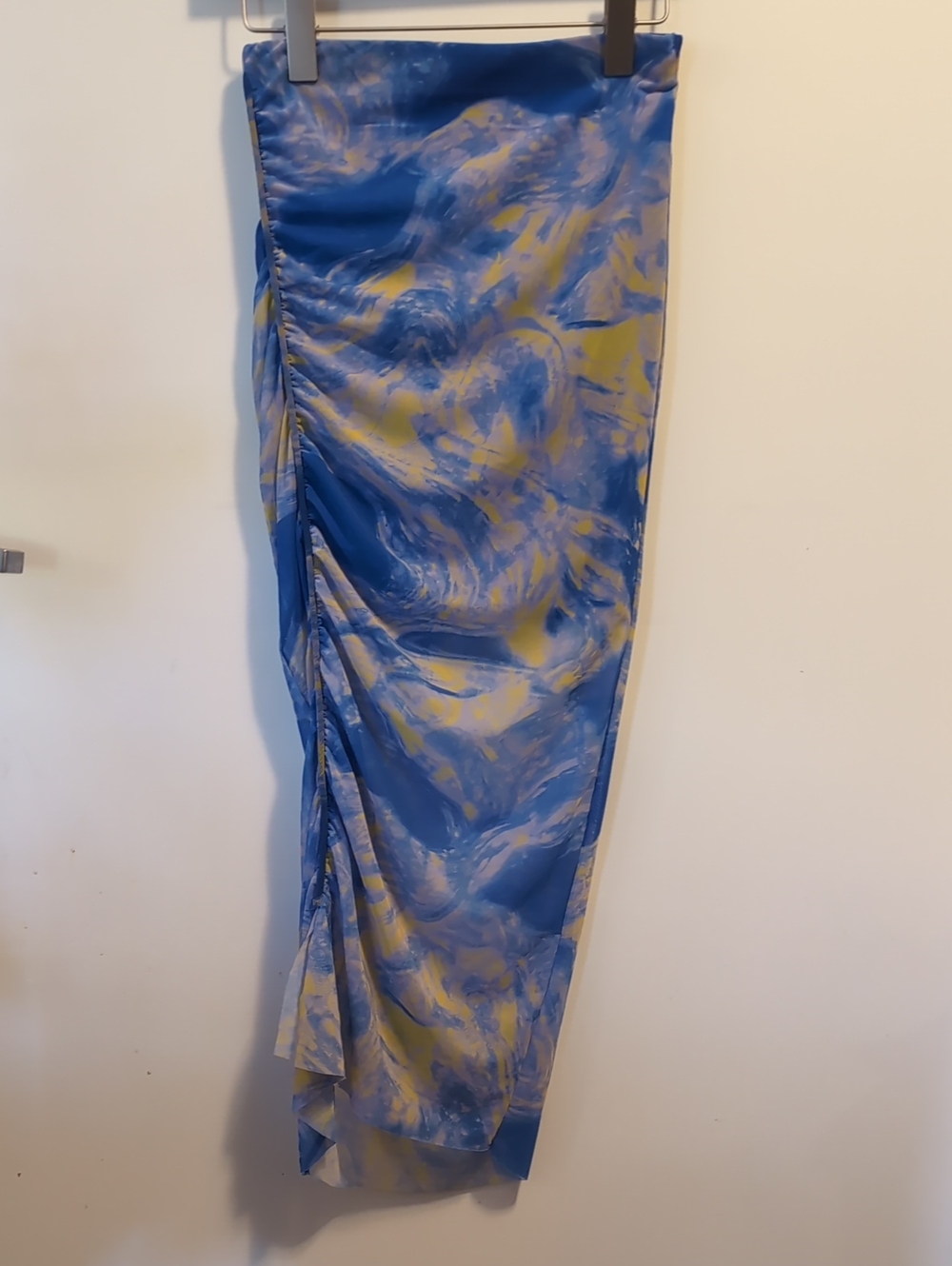 All Saints Skirt Blue and Vibrant Chartreuse Yellow